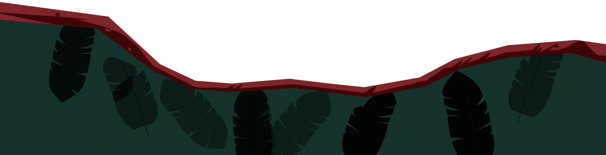 Dark green jungle silhouette along the bottom edge of the page