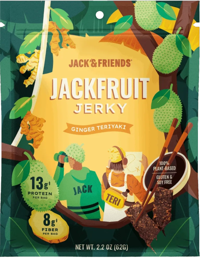 Jack & Teri ginger teriyaki jackfruit jerky bag