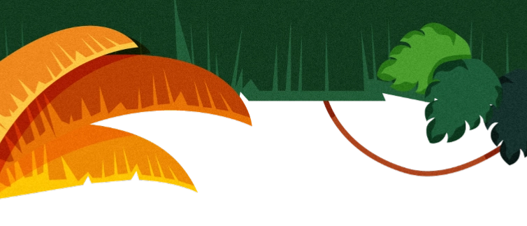 Orange and green jungle leaves